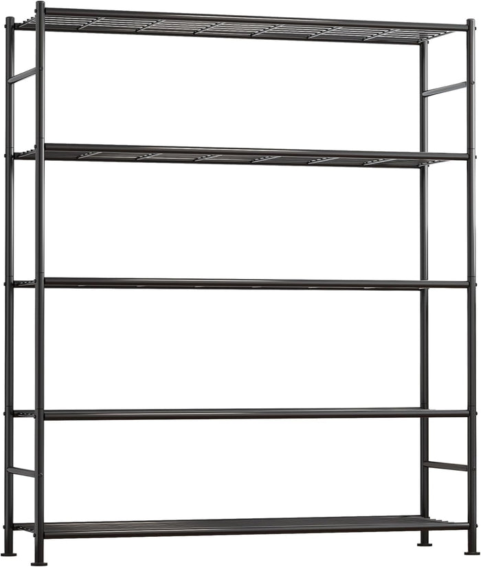 Storage Shelves - 5 Tier Shelf Organizer, Heavy Duty Garage Shelving Unit with Leveling Feet, Stable Metal Shelves Organizer for Pantry, Kitchen and Closet, 33.0" W x 12.6" D x 72.0" H, Black