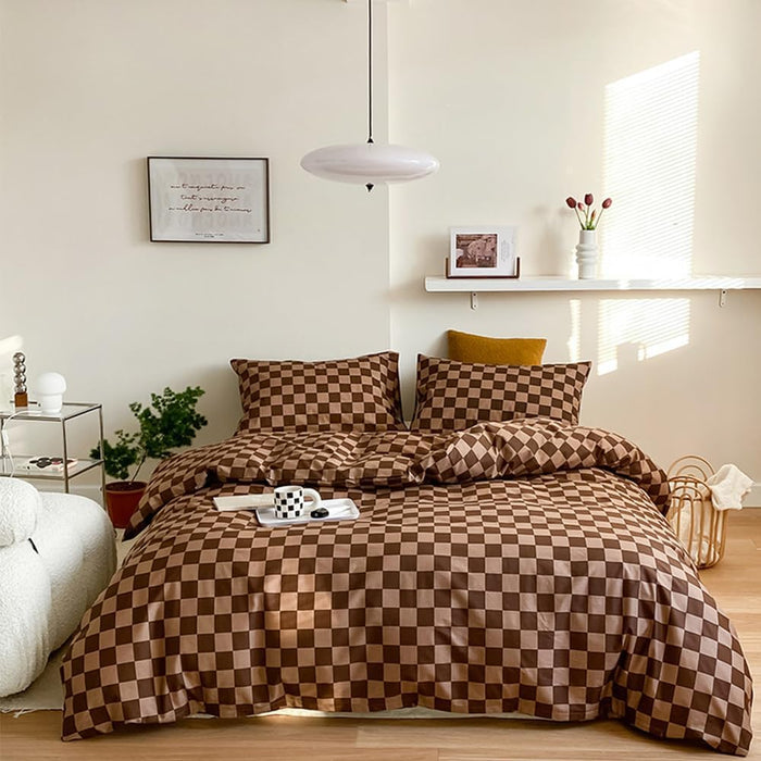CLOTHKNOW Blue White Grid Twin/Twin XL Comforter Set Plaid Bedding Comforter Sets Blue Comforter Soft Lake Blue Comforter Sets Twin