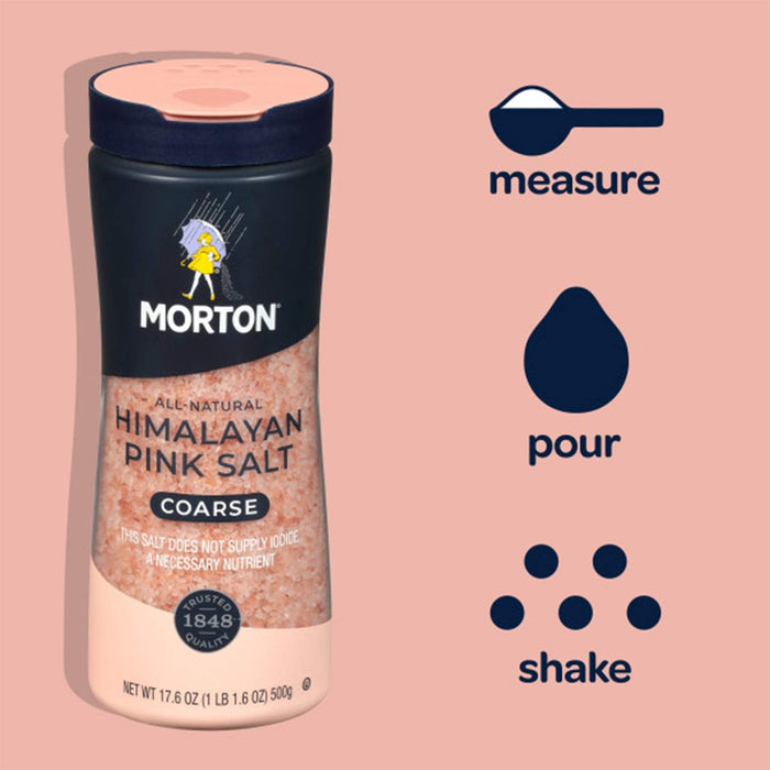 Morton All-Natural Coarse Himalayan Pink Salt, 17.6 Ounce (Pack of 12)