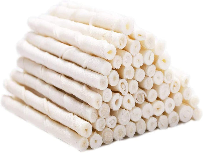 MON2SUN Dog Rawhide Twist Sticks Natural 5 Inch Thin Sticks Rawhide Chews Treats for Puppy and Small Dogs 120 Count