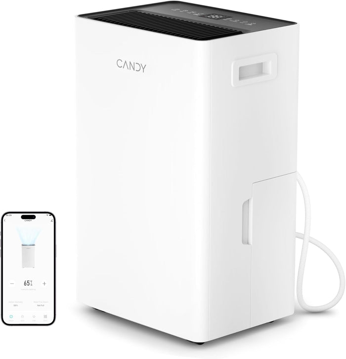 Candy 2000 Sq.Ft Dehumidifiers for Home, 34 Pints Portable Dehumidifier With Continuous/Auto Mode,0.66 Gal Tank, for Bedroom,Bathroom,Basement, Smart Control with Drian Hose Included