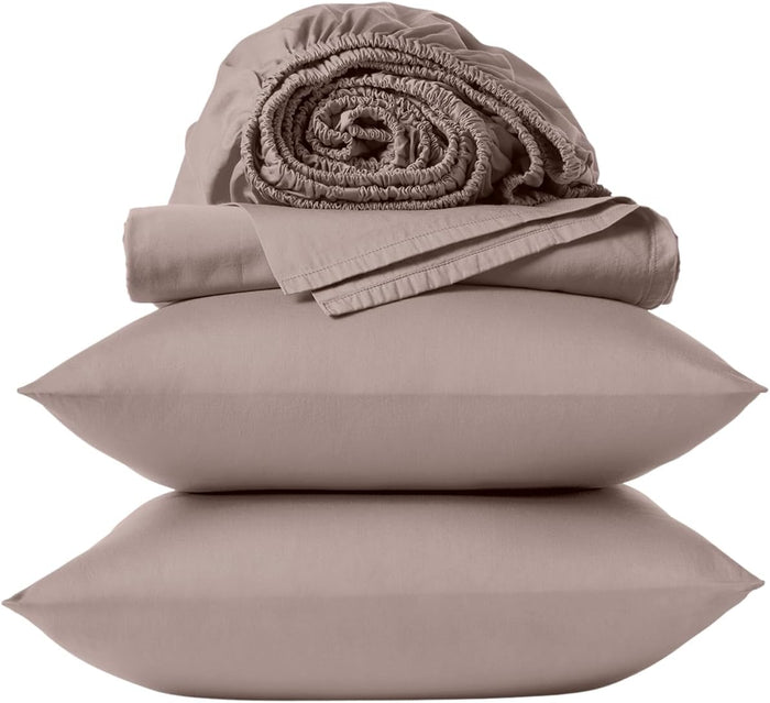 Coyuchi Classic Sateen Sheet Set Twin, Mineral, 100% GOTS Certified Organic Cotton, Silky Soft, Luxury Sheets, Fair Trade Certified, 4-Piece Bedding Set