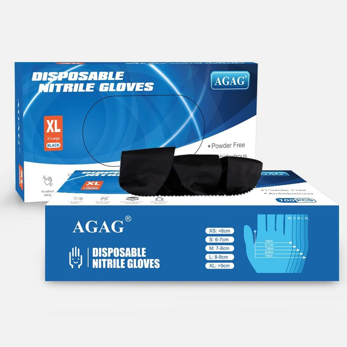 AGAG Nitrile Gloves Black Cooking Gloves 100PCs 5mil Ultra Strong Cleaning Gloves, Powder & Latex Free For Daily Use