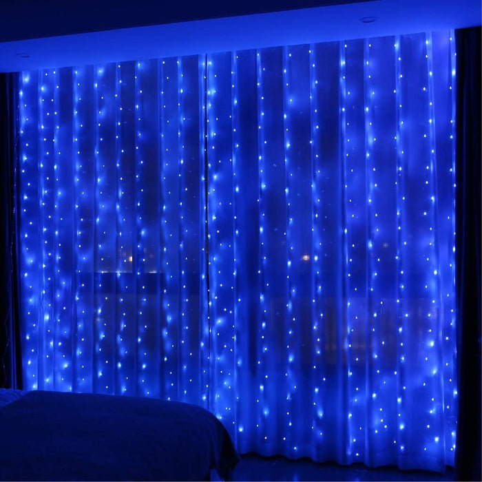 HXWEIYE 300LED Fairy Curtain Lights, 9.8x9.8Ft Warm White USB Plug in 8 Modes Christmas String Hanging Lights with Remote for Bedroom, Indoor, Outdoor, Weddings, Party