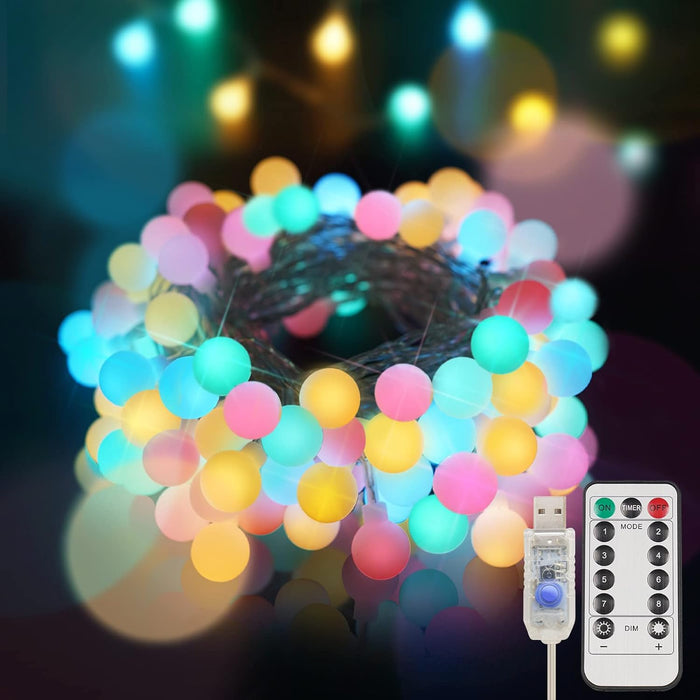 suddus String Lights for Bedroom, 33ft 100 Led Connectable Globe String Lights Indoor, Hanging Fairy Lights Plug in with Remote for Kids Room Dorm Classroom Outdoor Christmas Tree Decor, Warm White