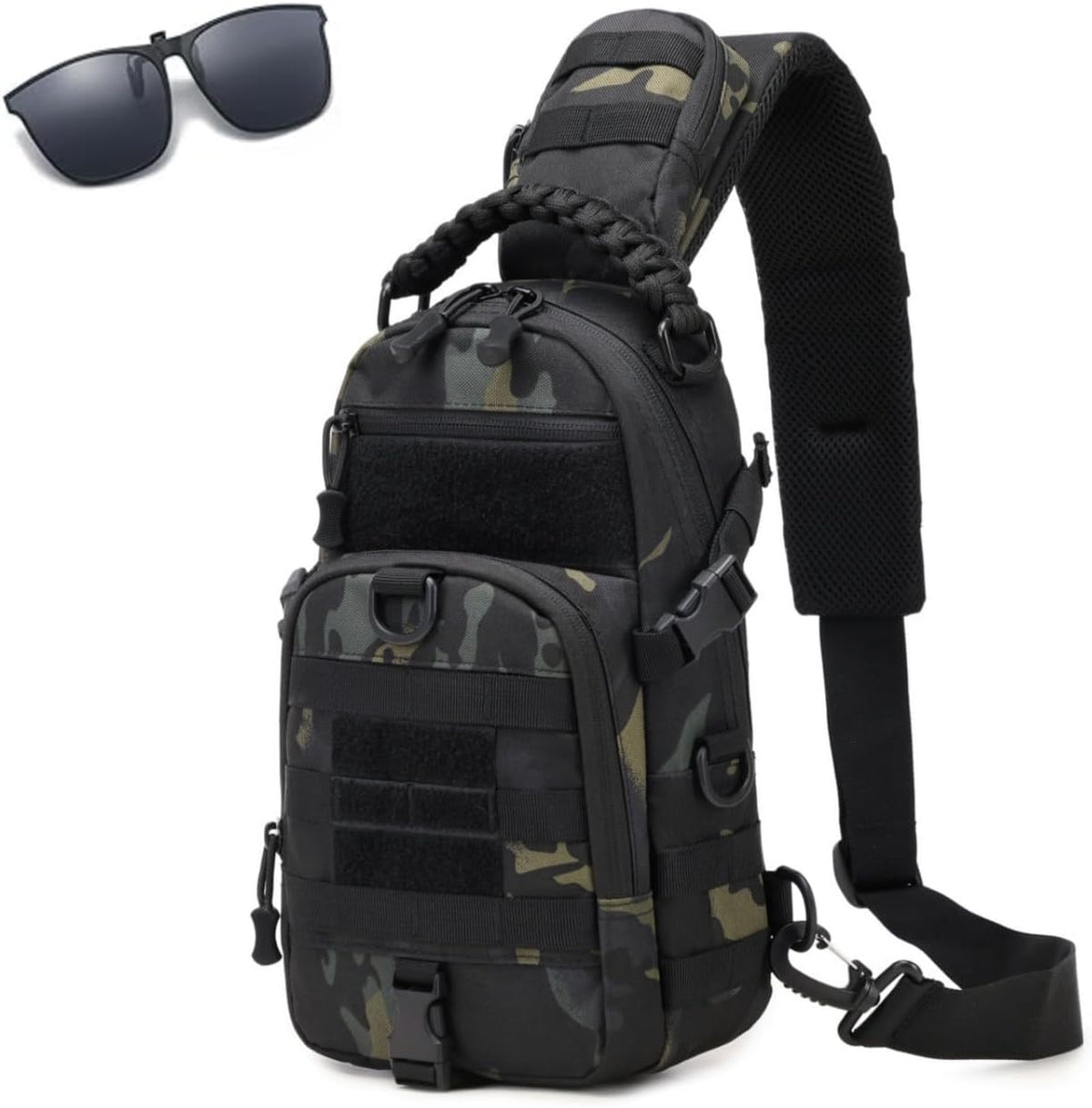 Men Tactical Waterproof Crossbody Bag,Large Capacity Camo Outdoor Chest Pack,Multiple Pockets Fashion Sling Shoulder Pack