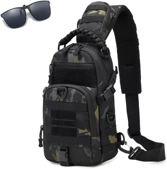 Men Tactical Waterproof Crossbody Bag,Large Capacity Camo Outdoor Chest Pack,Multiple Pockets Fashion Sling Shoulder Pack