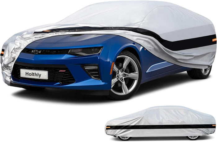 Holthly 10 Layers Car Cover Waterproof All Weather for Large SUV,100% Waterproof Outdoor Car Covers Rain Snow UV Dust Protection. Custom Fit for Chevy Tahoe, Traverse, Mercedes GLS, QX80, Patrol,etc