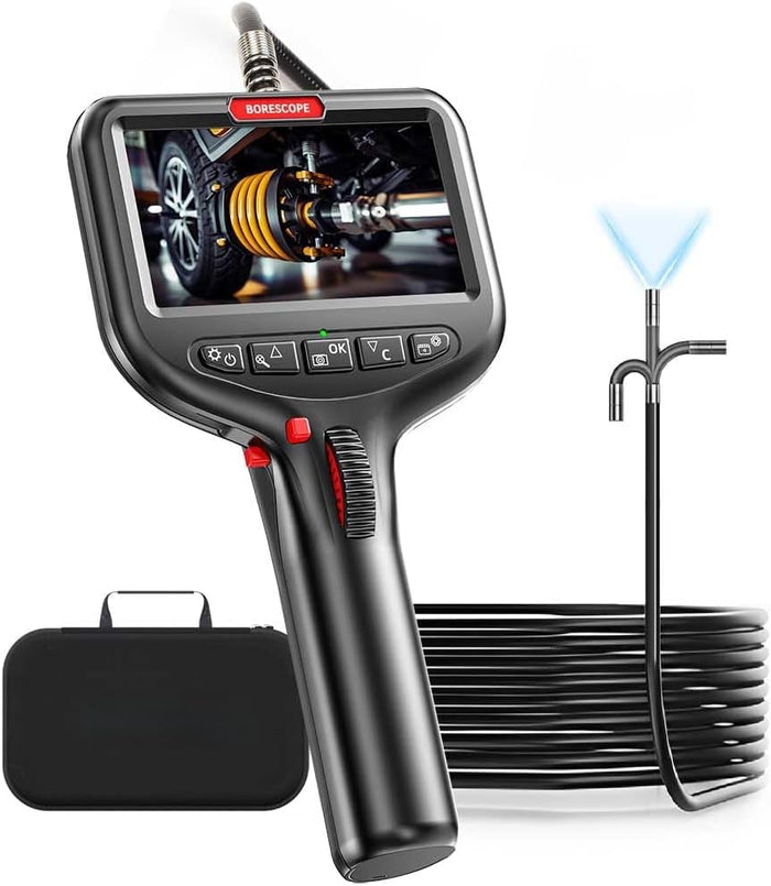 360° Flexible Eorescopes Camera with Light, Inspection Endoscope, 0.24-inch Probe Scope Cameras, 5-inch Display Snake Camera,Borescopes for Automotive Inspection and Machinery Maintenanc, 5ft