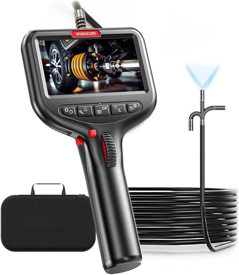 360° Flexible Eorescopes Camera with Light, Inspection Endoscope, 0.24-inch Probe Scope Cameras, 5-inch Display Snake Camera,Borescopes for Automotive Inspection and Machinery Maintenanc, 5ft