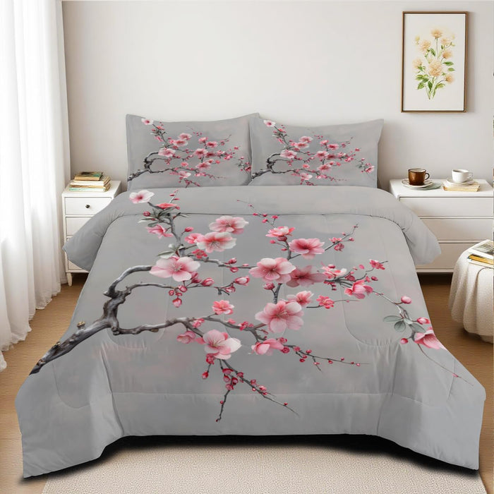 Rose Comforter Set King Black Red Bedding Set Striped Floral Bedding for Women Aesthetic Comforter with 2 Pillowcases, Ultra Soft Lightweight 3Pieces