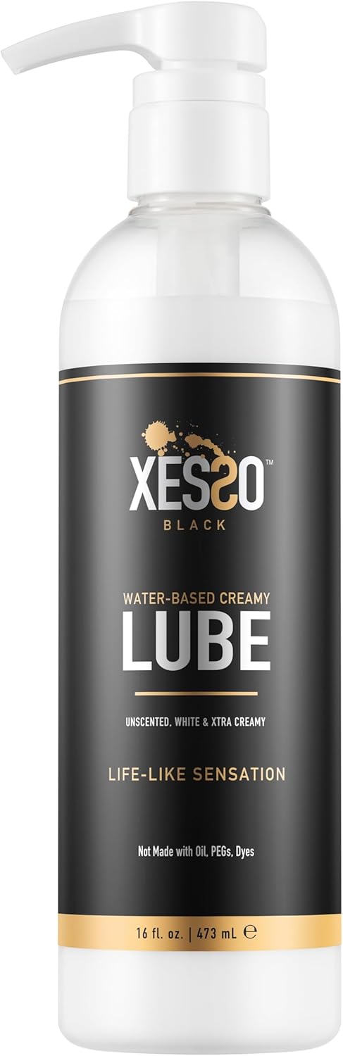 XESSO Water-Based Creamy Lube, Unscented 8.3 Fl Oz, Thick White Gel-Like Slippery Glide, Hypoallergenic for Women, Men & Couples. Made in US & Discreet Package. Package May Vary