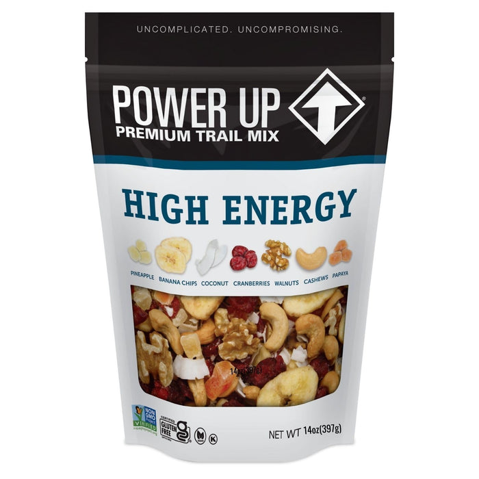 Power Up Premium Trail Mix - Protein Packed 14oz, No Added Sugar, Made Without Peanuts, Gluten Free, Vegan, Non-GMO