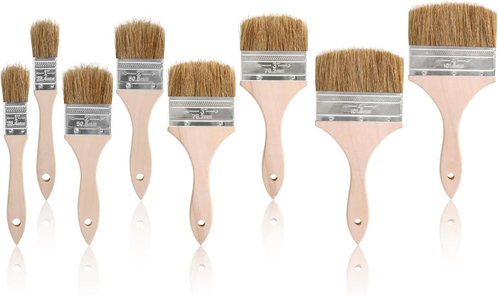 ETERNA 4Pack Household Chip Paint Brush 3inch Natural Bristles Wooden Handle Flat Brushes Set for Painting, Glue, Oil, Acrylic, Stain