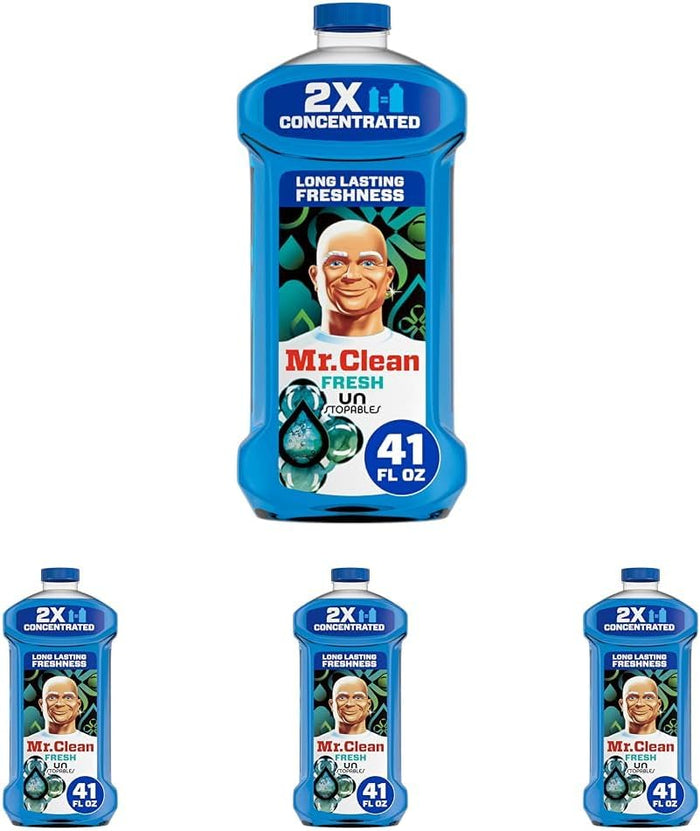 Mr. Clean All Purpose Cleaner, Floor Cleaner for Mopping Home, Bathroom, & Kitchen, Cleaning Liquid for Mop & Bucket, Cleaning Supplies, Multi-Surface Dilutable, Unstopables, 41oz