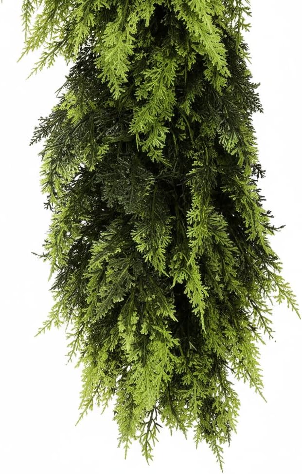 2 Pcs 6 FT Christmas Cedar Garland, Real Touch Soft & Thickness Greenery Pine Garland for Mantle Table Fireplace Outdoor Indoor Christmas Decorcorations
