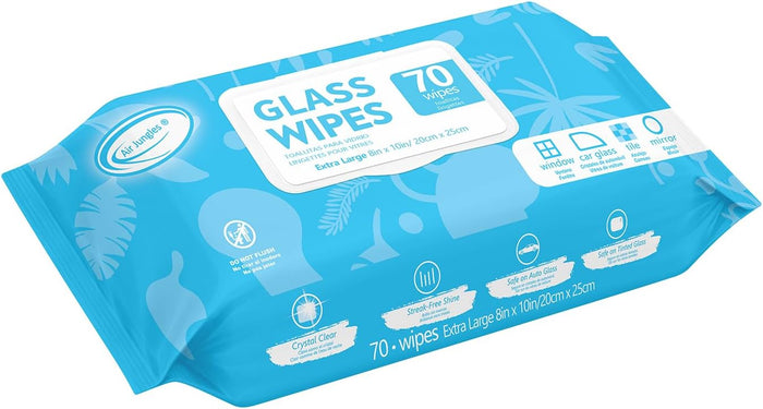 Air Jungles Glass and Window Cleaner Wipes 70 Count (Pack of 3), Extra Large 8" x 10" Size Multi-Surface Glass Cleaning Wipes for Car Windshield, Headlight, Mirror, Tile, and Household Appliance