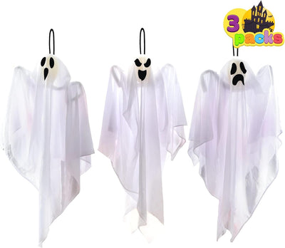 JOYIN 3 Pack Halloween Party Decoration 27.5" Hanging Ghosts, Cute Flying Ghost for Front Yard Patio Lawn Garden Party Décor and Holiday Decorations