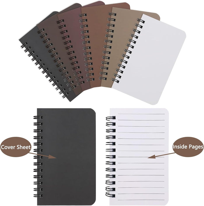 6 Pack Spiral Notebook Small Pocket Notebook 3x5 Spiral Notepads With Lined Pages, Small Top Spiral Notebook Little Mini Memo Steno Note Pads for Outdoor Home Office College School