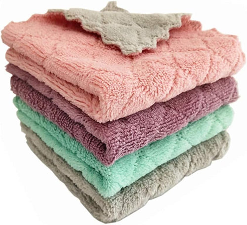 24-Pack Microfiber Cleaning Cloth, Kitchen Cloth Dish Towels, Double-Sided Premium Dishcloths, Reusable Household Cleaning Cloths for House Furniture Table Kitchen Glass Cleaning