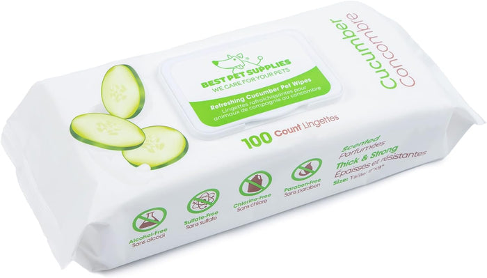 Best Pet Supplies Pet Wipes for Dogs - Dog Wipes Cleaning Deodorizing, for Coats, Ears, Paws - Cleansing Tea Tree, 100 Count