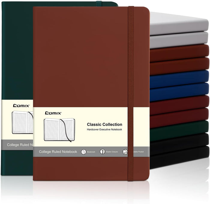 COMIX 24 Pack Lined Journal Notebooks for Work, 240 Pages, Medium 5.5" x 8.3", A5 Size, Hardcover Journaling Notebooks for Business School Office, Notebooks for Notes-Taking Writing