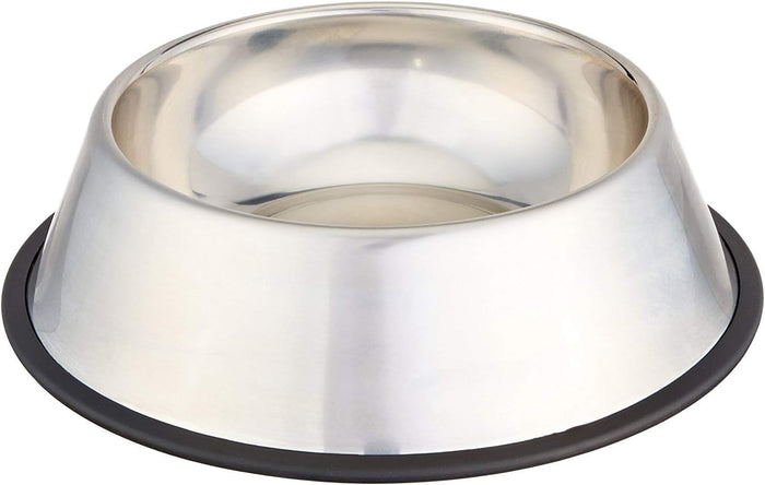 Amazon Basics Stainless Steel Non-Skid Pet Dog Water And Food Bowl, 2-Pack (10 x 2.8 Inches), Each Holds Up to 38oz