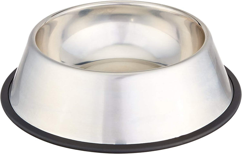Amazon Basics Stainless Steel Non-Skid Pet Dog Water And Food Bowl, 2-Pack (10 x 2.8 Inches), Each Holds Up to 38oz
