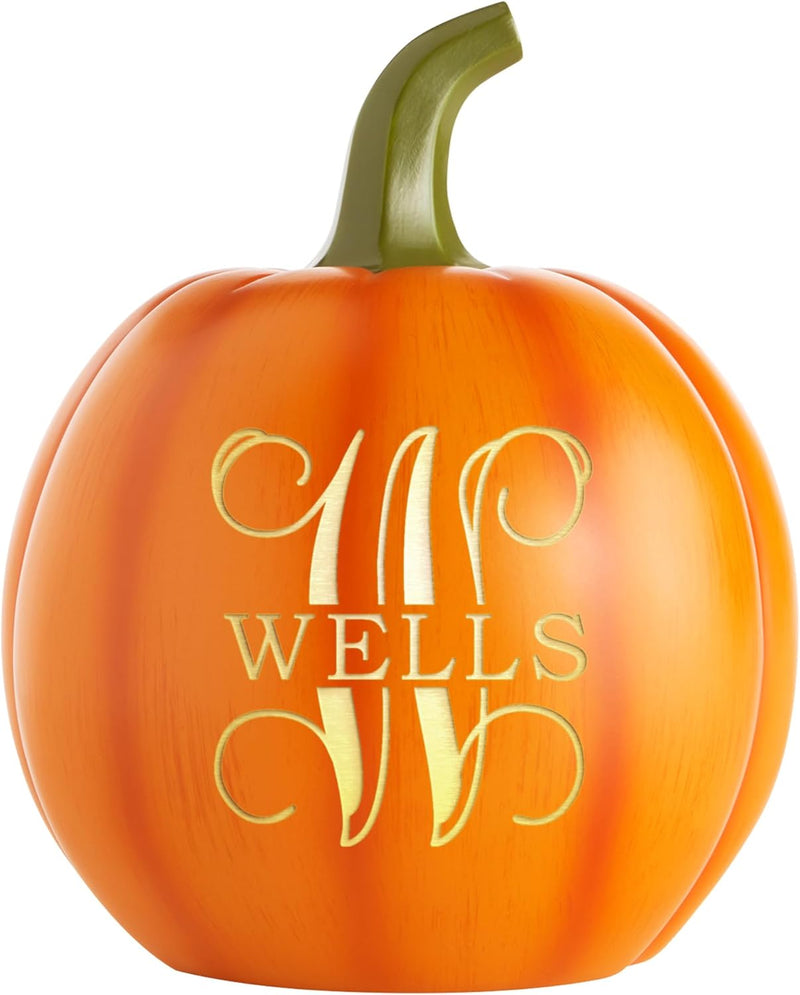 Let's Make Memories Personalized Light Up Pumpkin Decor Outdoor - Your Name & Initial on a Custom Pumpkin - Halloween Fall Decoration - Jack o Lantern - Outside or Inside - XL - Orange