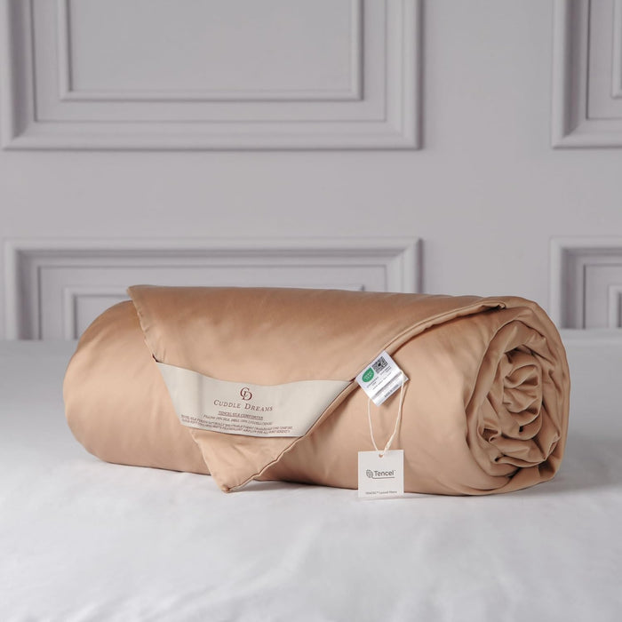 CUDDLE DREAMS Lightweight Silk Filled Comforter for Summer, Detachable Tencel Duvet Cover for Easy Care, Naturally Breathable (Celadon, Twin)