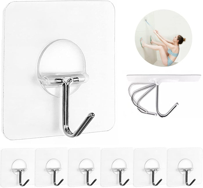 Large Adhesive Hooks for Hanging Heavy Duty Wall Hooks Self Adhesive Towel Coat Hooks Waterproof Transparent Hook for Bathroom Shower Kitchen Keys Door Outdoor Home Improvement Utility Hook 8 Pack