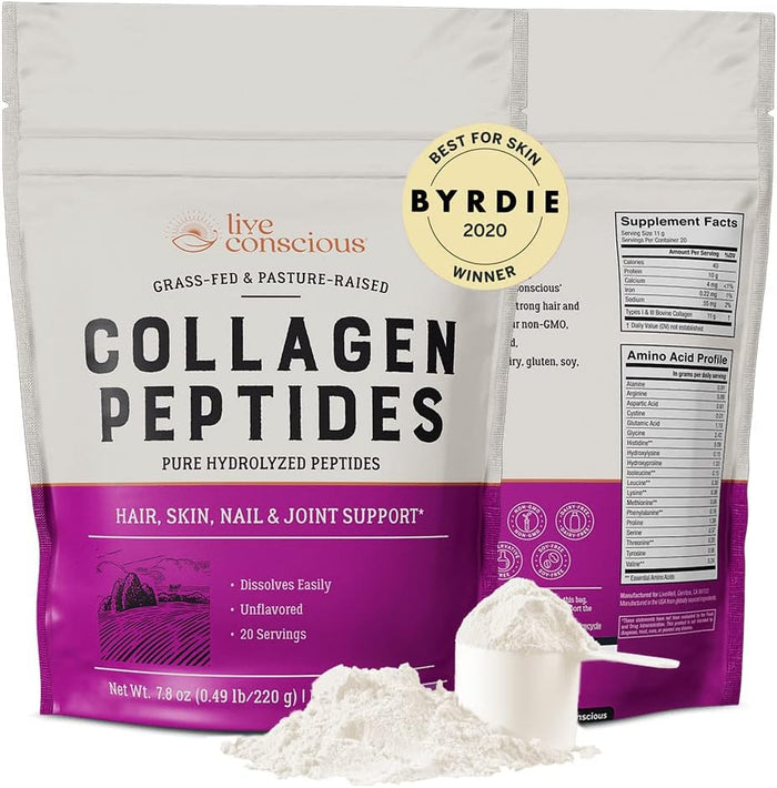 Collagen Peptides Powder - Naturally-Sourced Hydrolyzed Collagen Powder - Hair, Skin, Nail, and Joint Support - Type I & III Grass-Fed Collagen Supplements for Women and Men - 41 Servings - 16oz