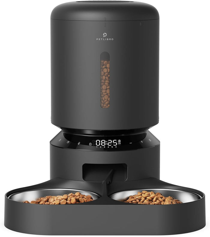 PETLIBRO Automatic Cat Feeder with Camera for Two Cats, 1080P HD Video with Night Vision, 5G WiFi Pet Feeder with 2-Way Audio for Cat & Dog, Low Food & Motion & Sound Alerts, Dual Tray, Black 5L