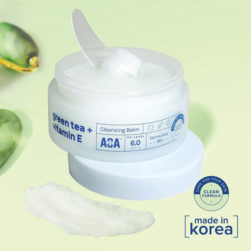 AOA STUDIO K-Beauty Cleansing Balm with Green Tea & Vitamin E – Oil-Based Impurities & Makeup Remover and Face Wash Cleanser for All Skin Type (3.38 Fl Oz / 100ml)