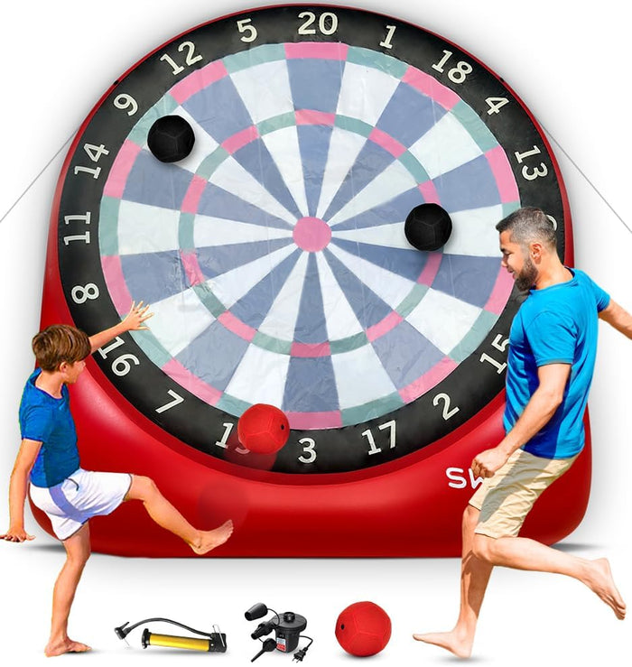 SWOOC Games - Inflatable Giant Kick Darts (15+ Ways to Play) - Jumbo Soccer Dartboard w/Air Pump - Big Carnival Games - Giant Outdoor Games - Oversized Dart Board Yard & Lawn Game for Kids & Adults