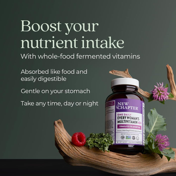 New Chapter Women's Multivitamin 40 plus with Fermented Vitamin C, Vitamin D3, Vitamin B12, Chaste Tree & Zinc - Every Woman's One Daily 40+, Made with Organic Vegetables & Herbs - 72 Tablets