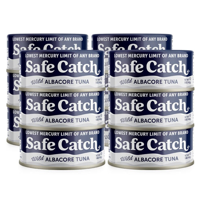 Safe Catch Canned Lowest Mercury Limit Albacore Tuna Fish No Salt Added, Wild Caught, Gluten-Free, Kosher, Keto, 5oz Can, 6-Pack