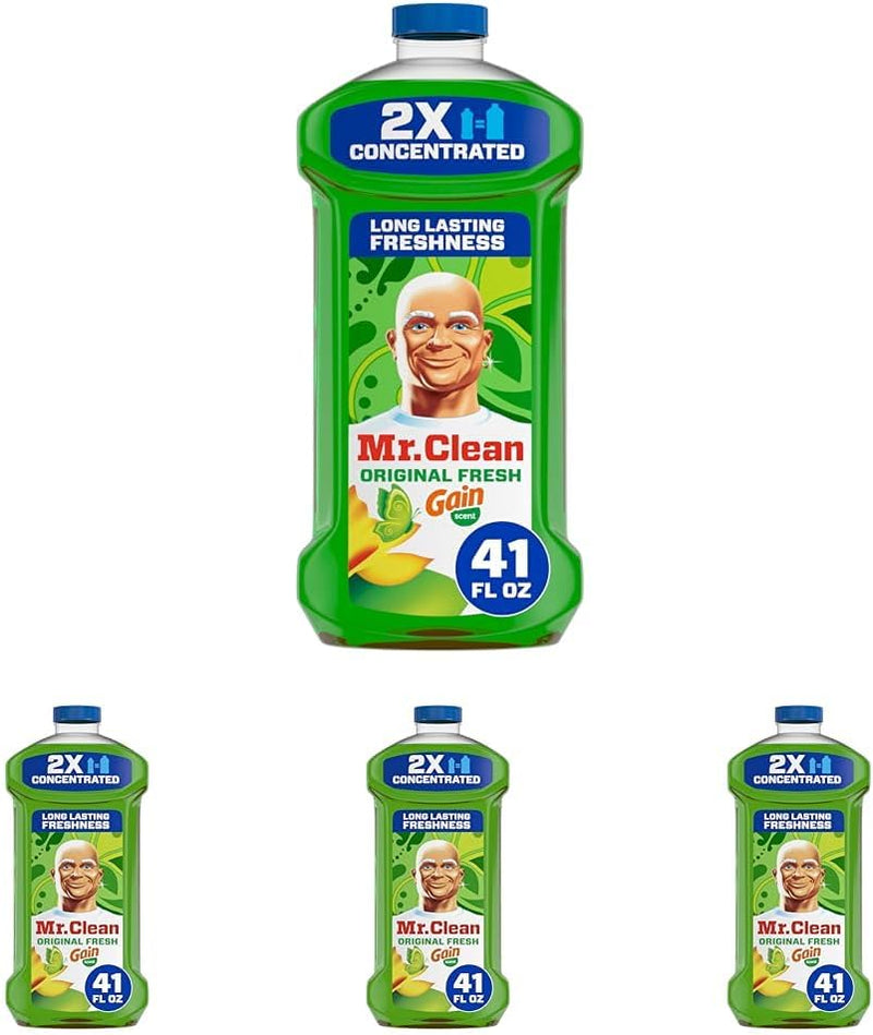 Mr. Clean All Purpose Cleaner, Floor Cleaner for Mopping Home, Bathroom, & Kitchen, Cleaning Liquid for Mop & Bucket, Cleaning Supplies, Multi-Surface Dilutable, Gain, 41oz