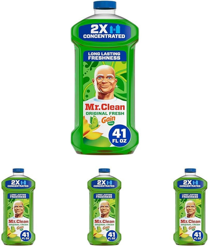 Mr. Clean All Purpose Cleaner, Floor Cleaner for Mopping Home, Bathroom, & Kitchen, Cleaning Liquid for Mop & Bucket, Cleaning Supplies, Multi-Surface Dilutable, Gain, 41oz