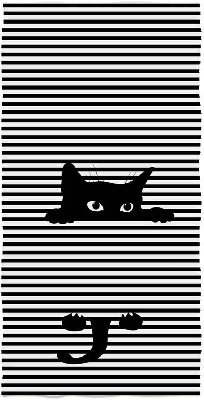 Lovey Black Cat Hand Towels 13.6 X 29' Black White Striped Bath Towels Lovely Animal Dish Towels for Household Daily Use | Home Decoration | Carry-On Hotel Gym Spa