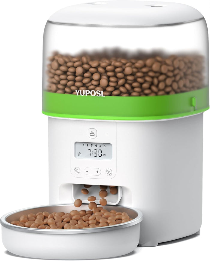 Automatic Cat Feeders - 2L Cat Food Dispenser Easy to Use, Timed Automatic Pet Feeder with Over 180-day Battery Life, 1-6 Meals Dry Food Programmable Portion Control Also for Dogs