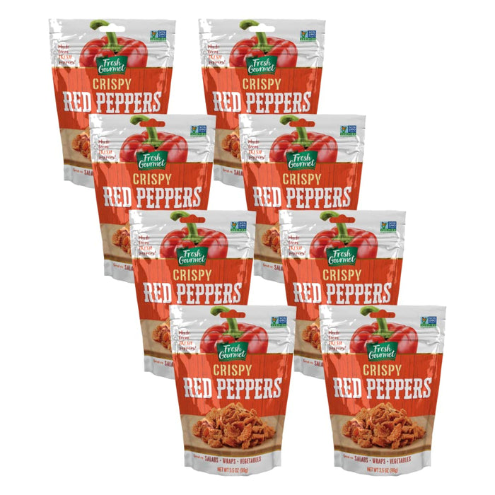 Fresh Gourmet Crispy Red Peppers | 3.5 Ounce, Pack of 6 | Low Carb | Crunchy Snack and Salad Topper