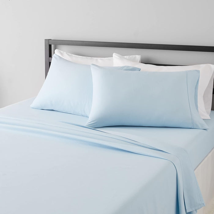 Amazon Basics Lightweight Super Soft, Wrinkle-Free Luxury Microfiber 4 Piece Bed Sheet Set with 14-Inch Deep Pockets, Full, Dark Gray, Solid