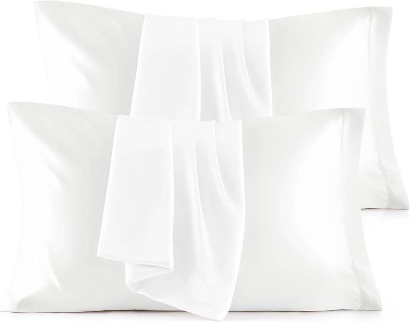 Bedsure Satin Pillowcase, Similar to Silk Pillow Cases Queen Size Set of 2, Cooling Pillow Case for Hot Sleepers with Envelope Closure, Gifts for Women Men, Silver Grey, 20x30 Inches, 2pcs