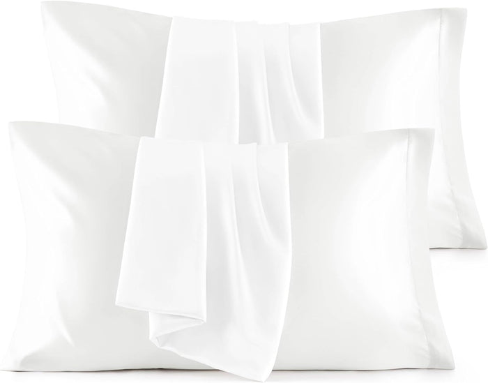 Bedsure Satin Pillowcase, Similar to Silk Pillow Cases Queen Size Set of 2, Cooling Pillow Case for Hot Sleepers with Envelope Closure, Gifts for Women Men, Silver Grey, 20x30 Inches, 2pcs