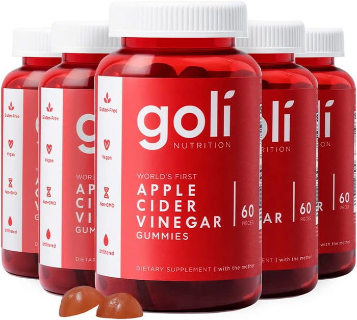 Goli Apple Cider Vinegar Gummy Vitamins - 60 Count - Vitamin B12, Gelatin-Free, Gluten-Free, Vegan & Non-GMO