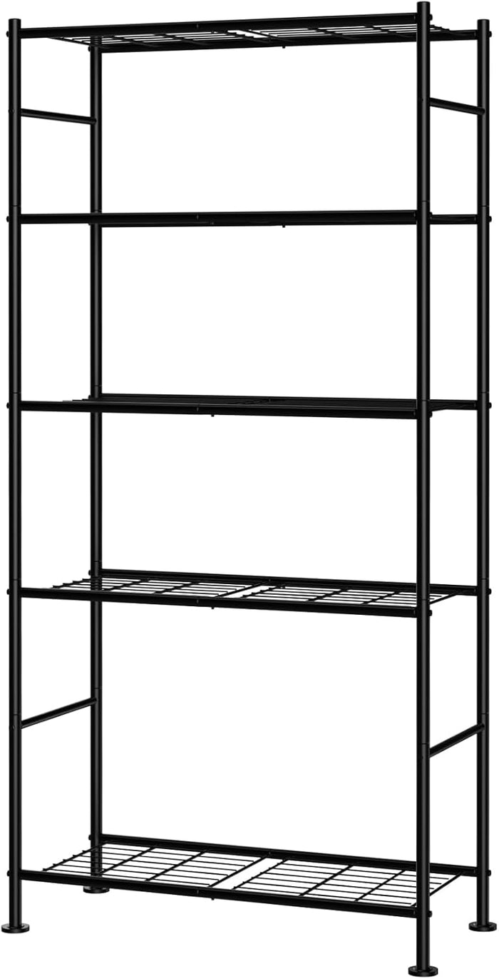 Storage Shelves - 3 Tier Shelf Organizer, Sturdy Metal Garage Shelving with Adjustable Leveling Feet, Space-Saving Shelves Organizer for Pantry, Laundry, Kitchen (18" x 12" x 30", Black)