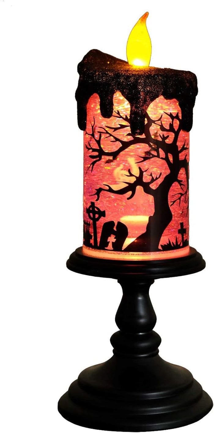Eldnacele Halloween Snow Globe Candles Flameless Candles