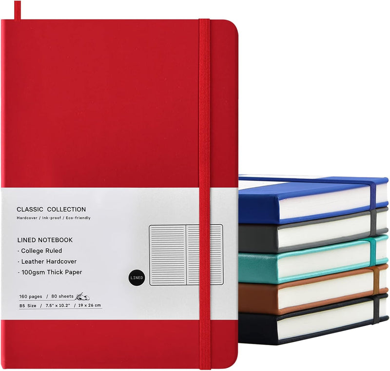Coopay 12 Pack B5 Notebooks Journal College Ruled Composition Notebooks Classic Hardcover Lined Journals for Office Home School Business Writing Notes, 10.2" x 7.5", 100GSM Thick Paper (Multicolor)