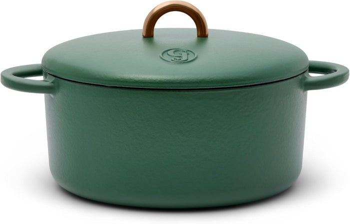 Great Jones Dutch Baby Dutch Oven with Lid (Salt, 3.5-Quart) | Enameled Cast Iron, Round Shape | Safe for Stovetops & Ovens up to 500°F | Space-Saving & Dishwasher-Friendly | Small-Batch Cooking